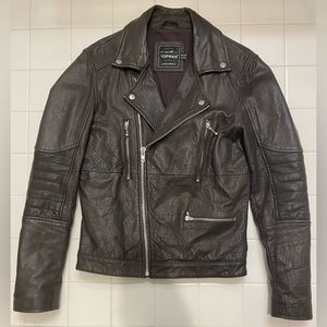Dark Brown Leather Biker Jacket